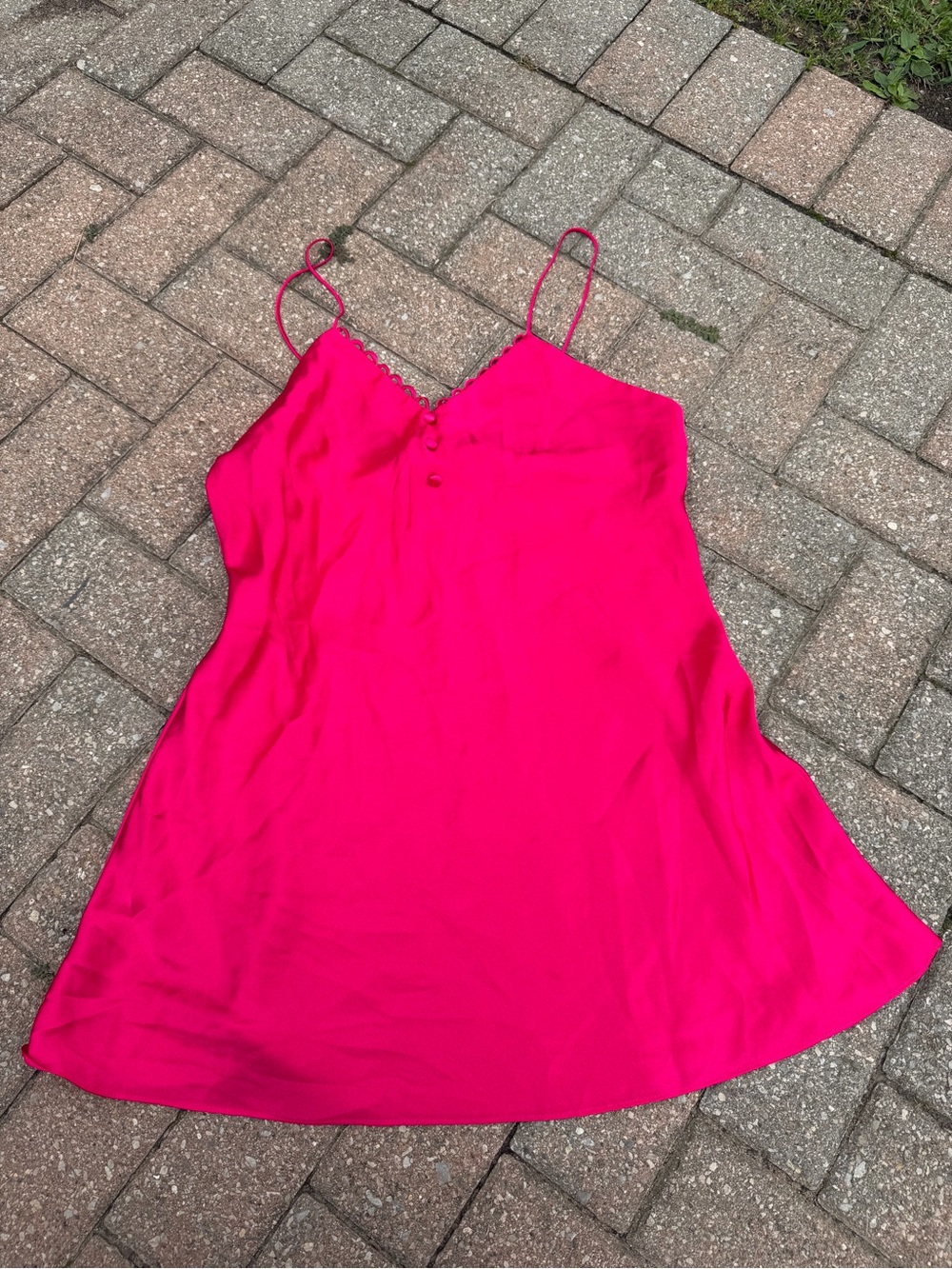 VTG Hot Pink Spaghetti Strap Slip Size L